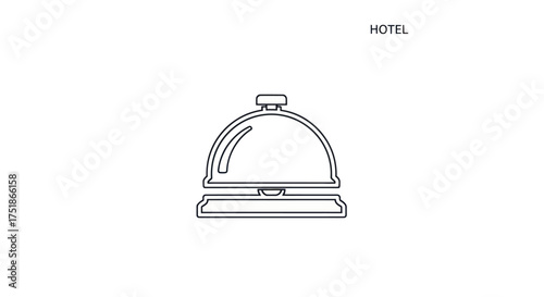 Simple Line Art Icon of a Hotel Service Bell.
