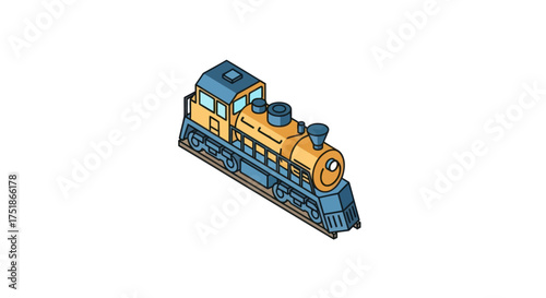Vintage Yellow and Blue Steam Locomotive Toy.