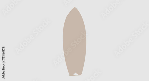 A light brown surfboard with a pointed nose and rounded tail.