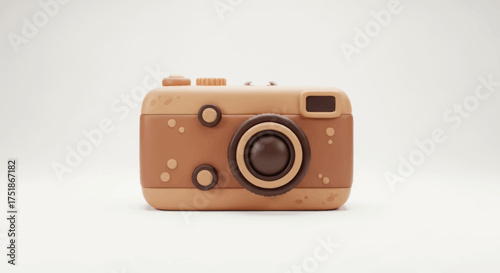 Wooden Toy Camera with Lens and Buttons Vintage Style.