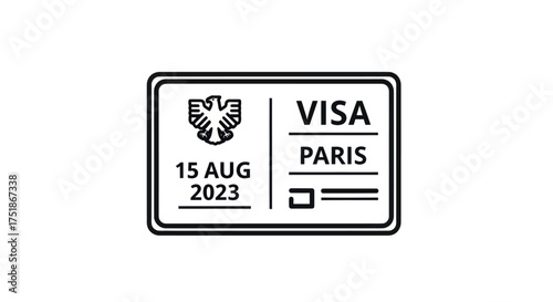 Official Visa Stamp with Eagle Emblem and Paris Location.