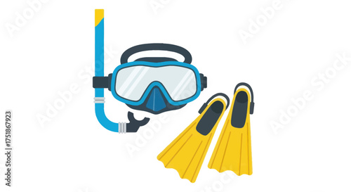 Blue Snorkel Mask and Yellow Flippers for Underwater Exploration.