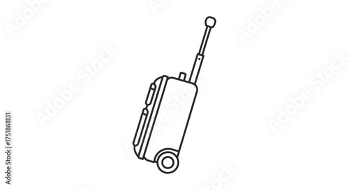 Black and White Rolling Suitcase with Extended Handle.