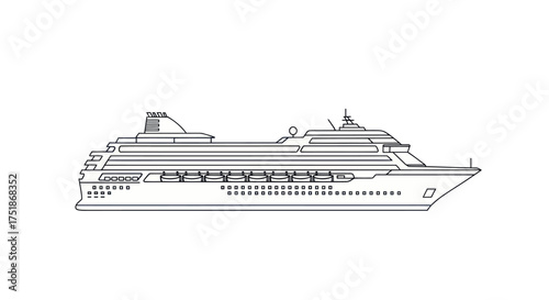 Detailed Outline of a Large Passenger Cruise Ship.