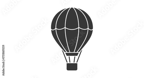 Silhouette of a classic hot air balloon with a basket.