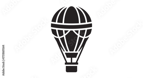 Black and White Silhouette of a Hot Air Balloon.