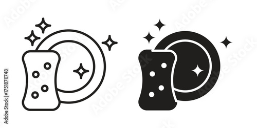 Washing dishes icon. Monochrome simple icons for templates, web design