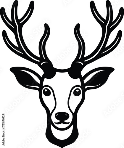 Black reindeer head silhouette simple outline animal