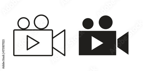 Video icon. Monochrome simple icons for templates, web design