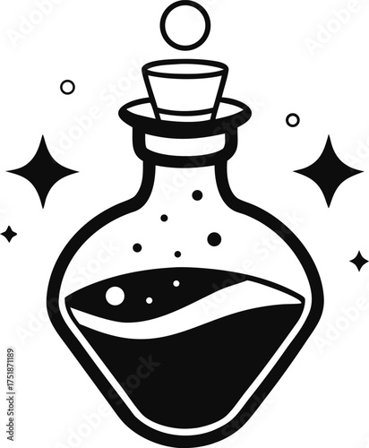 Magic Elixir Bottle with Stopper Vector Illustration