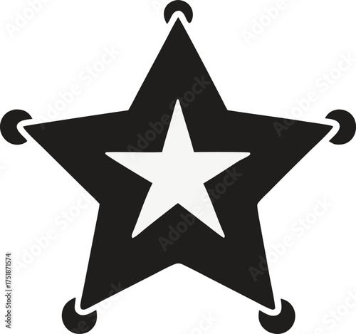 Simple Lawman Star Badge Vector Graphic