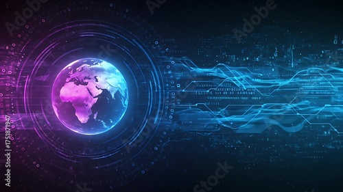Digital Globe Abstract Background Futuristic Technology Data Flow