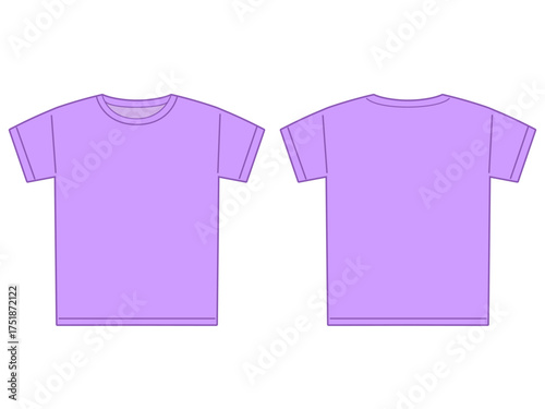 裏と表の紫色の無地のTシャツのイラスト