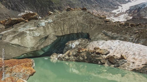 Time lapse, lake made out of melted glacier. Stein Glacier, Steingletscher, Urner Alps, Susten Pass, Canton of Berne, Switzerland.