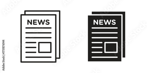 Newspaper icon. Monochrome simple icons for templates, web design