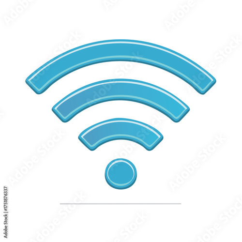 Blue Wireless WiFi Signal with Arcs and Circle Point, Connection Symbol
