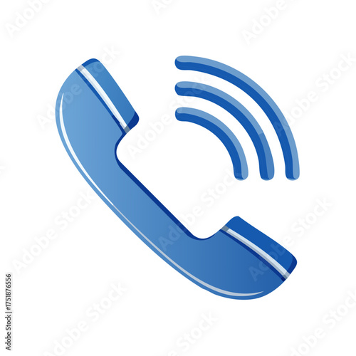 Classic telephone receiver handset depicting incoming call notification with curved line signals, communication icon, phone icon