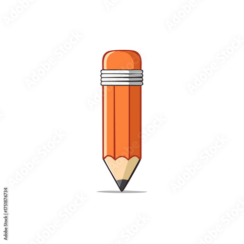 Cartoon pencil illustration with eraser and sharp point, writing concept