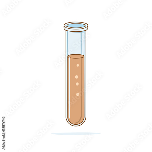 Test Tube Filled with Amber Liquid and Bubbles Laboratory Equipment