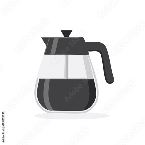 Vector illustration of a glass coffee pot with brewed coffee, top and handle