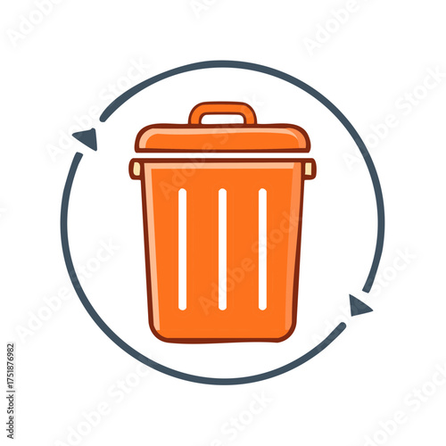 Trash can icon with circular arrows representing recycling waste disposal and data deletion