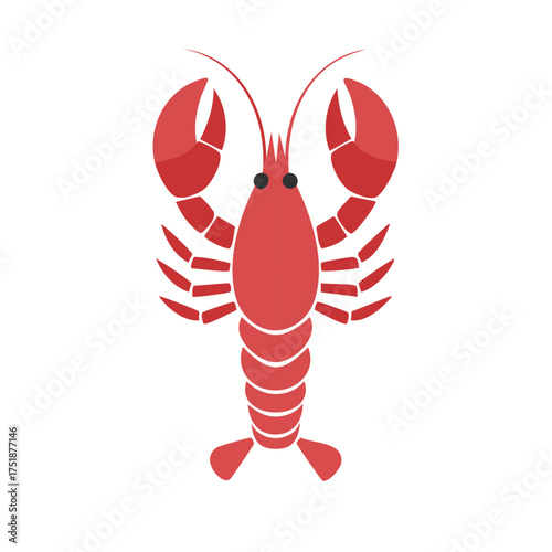 Isolated Red Lobster Vector Illustration Food, Seafood Flat Design Graphic