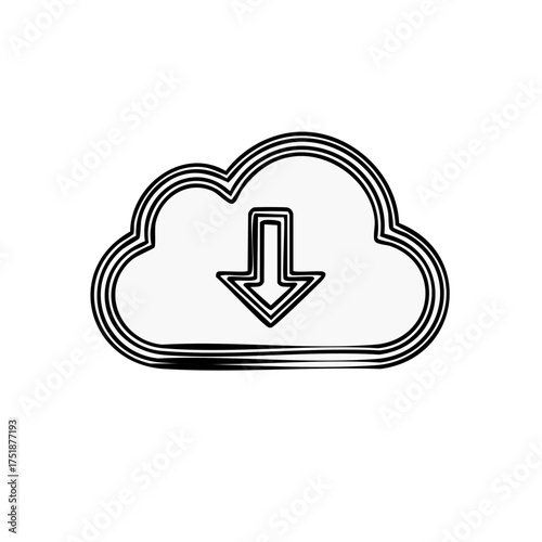 Cloud download icon illustration. Data transfer symbol, graphic element design.