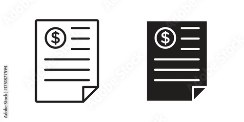 Invoice icon. Monochrome simple icons for templates, web design