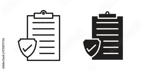 Insurance policy icon. Monochrome simple icons for templates, web design