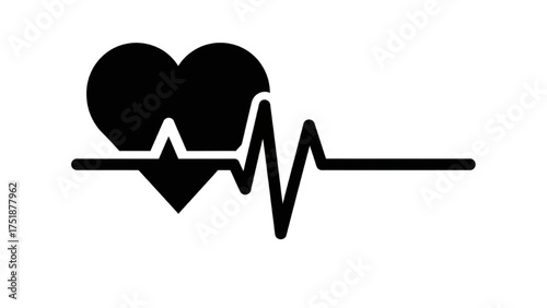 Vector graphic depicting a heart symbol integrated with an ECG waveform, illustrating cardiac health monitoring and vital signs
