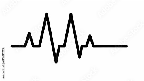 Heartbeat Line Simple Graphic of a Heart Rate Signal, Health and Medical Concept