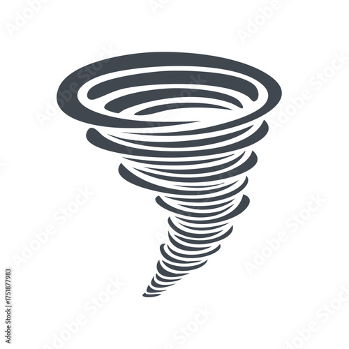 Stylized illustration of a tornado with dark gray outline on white