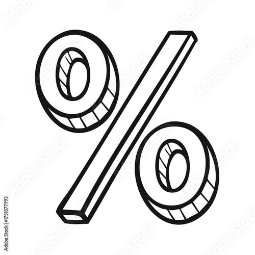 Stylized hand drawn percentage symbol representing sales discounts finance or mathematical concepts