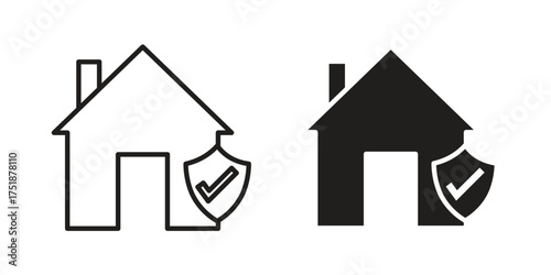 Home insurance icon. Monochrome simple icons for templates, web design