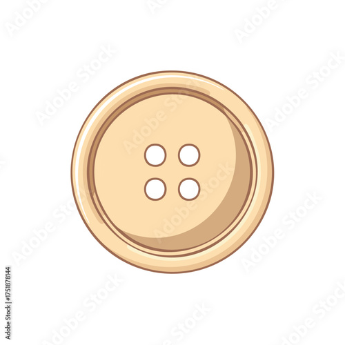 Illustration of a beige sewing button with four holes, isolated