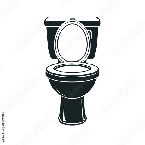 Open Toilet Bowl Illustration Depicting Sanitation, Hygiene and Plumbing Fixture