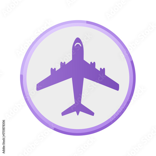 Commercial Airliner Jet Icon in Modern Circle Graphic for Transportation and Travel Themes