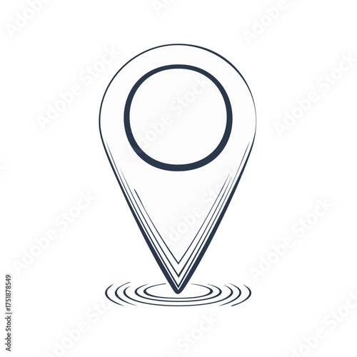 Location Pin with Ripple Effects, Map Pointer Symbol for Finding Place