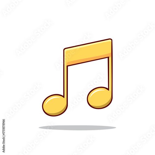 Isolated Cartoon Music Note Symbol. Yellow and Brown Vector Illustration. Musical Element for Composition and Design