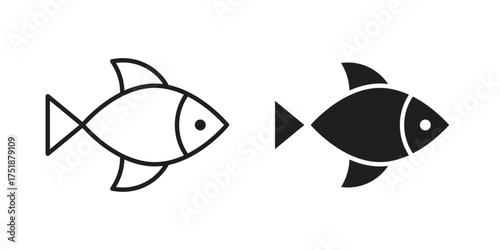 Fish icon. Monochrome simple icons for templates, web design