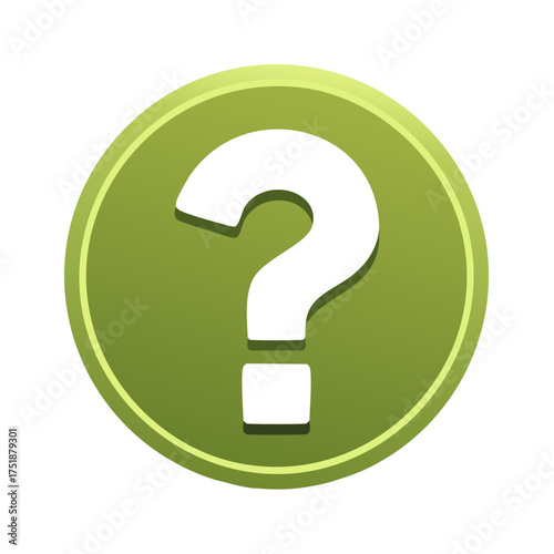 Green Circle Question Mark Symbol, Query and Uncertainty Concept, Problem Solving