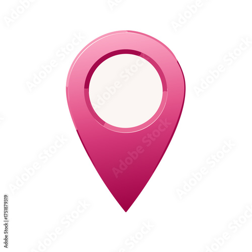 Vivid Pink Map Pointer Glossy Marker for Directions and Location Pinpoint Navigation Application