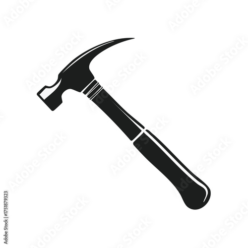Silhouette of a Hammer Construction Tool in Monochrome Design