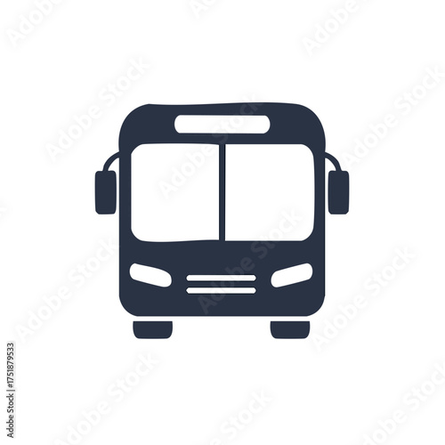 Bus icon front view silhouette for public transportation symbol