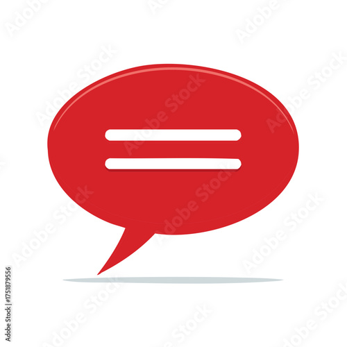 Red speech bubble icon with horizontal lines representing text communication or message symbol