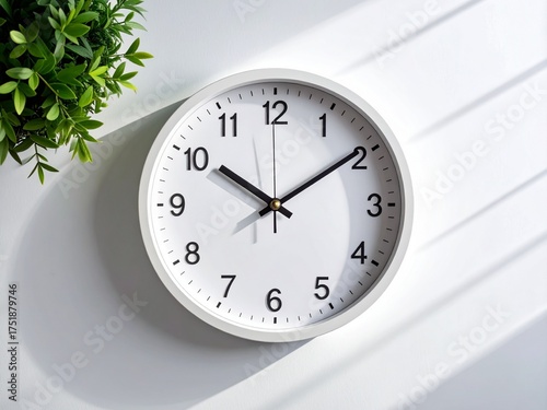 Minimalist Modern Clock on White Background — Concept of Time and Productivity