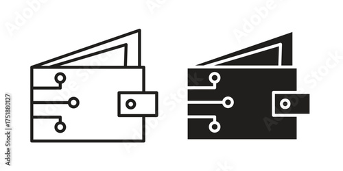 Cryptocurrency wallet icon. Monochrome simple icons for templates, web design