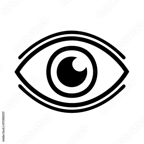 Stylized eye icon graphic symbol representing sight perception and surveillance