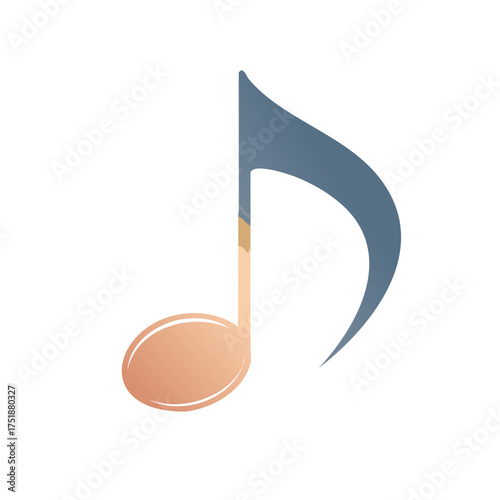 Elegant musical note illustration, single eighth note in calming colors, sound design symbol