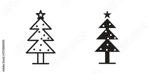 Christmas tree icon. Monochrome simple icons for templates, web design